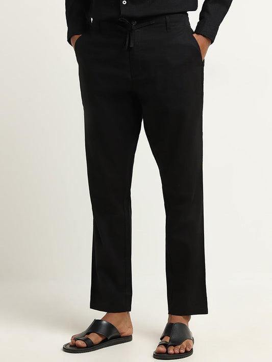 ETA Black Mid-Rise Cotton Slim Fit Chinos