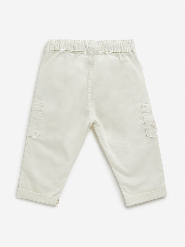 HOP Baby Off-White Cargo Style Mid Rise Pants