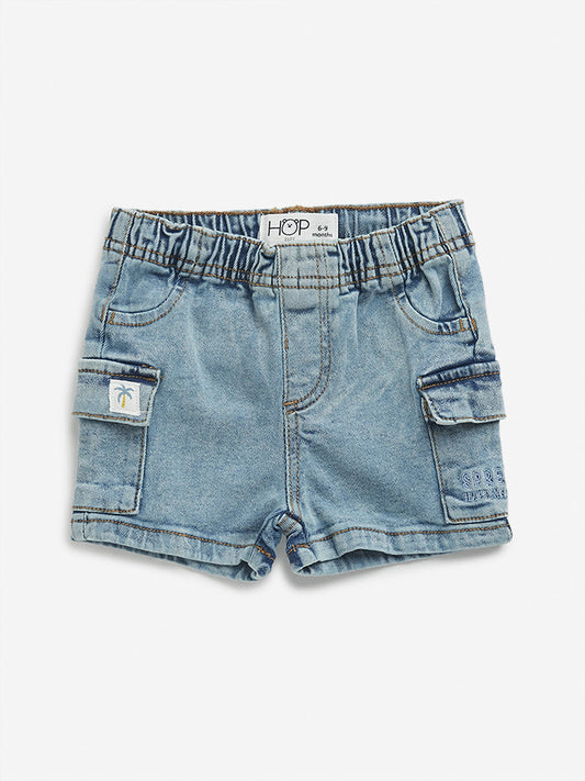 HOP Baby Blue Washed Mid Rise Shorts