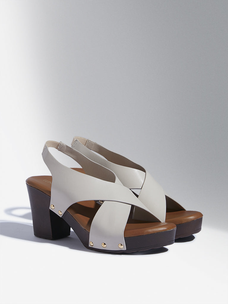 LUNA BLU Ivory Criss-Cross Slingback Heel Sandals