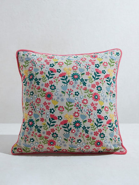 Westside Home Multicolour Ditsy Floral Embroidered Cushion Cover