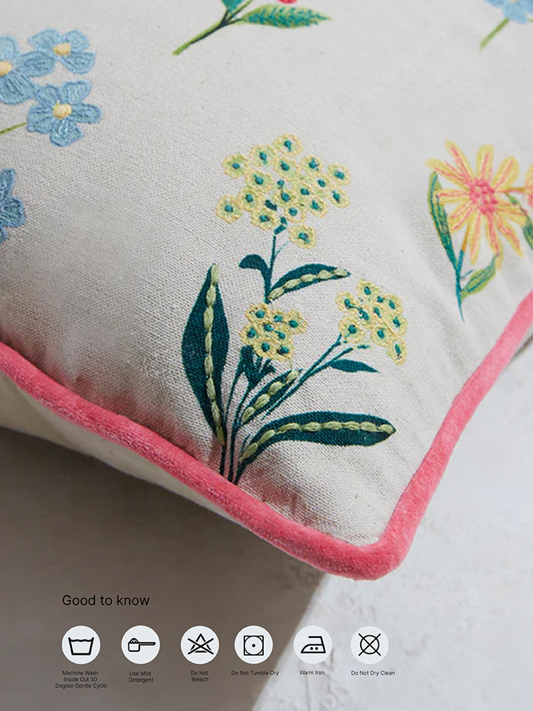 Westside Home Multicolour Floral Embroidered Cushion Cover