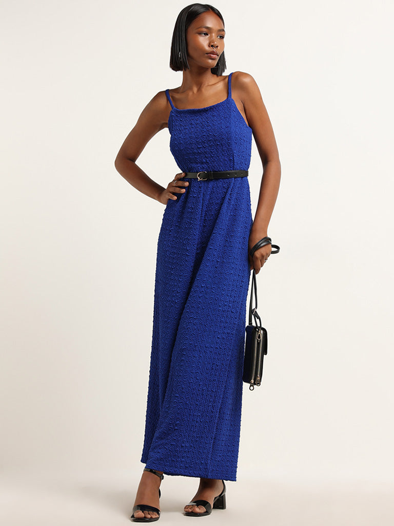 Nuon Blue Textured Jumpsuit