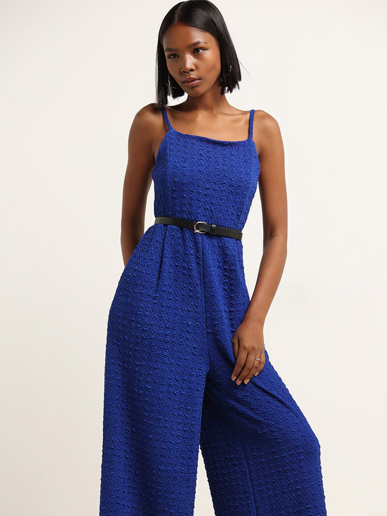 Nuon Blue Textured Jumpsuit