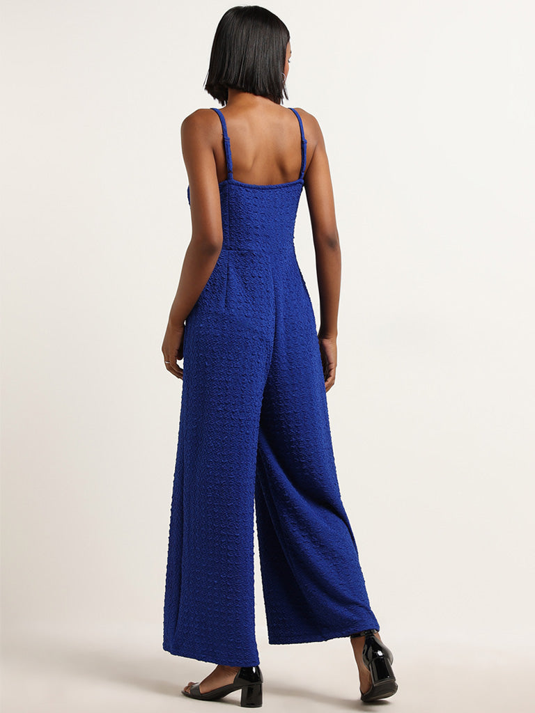 Nuon Blue Textured Jumpsuit