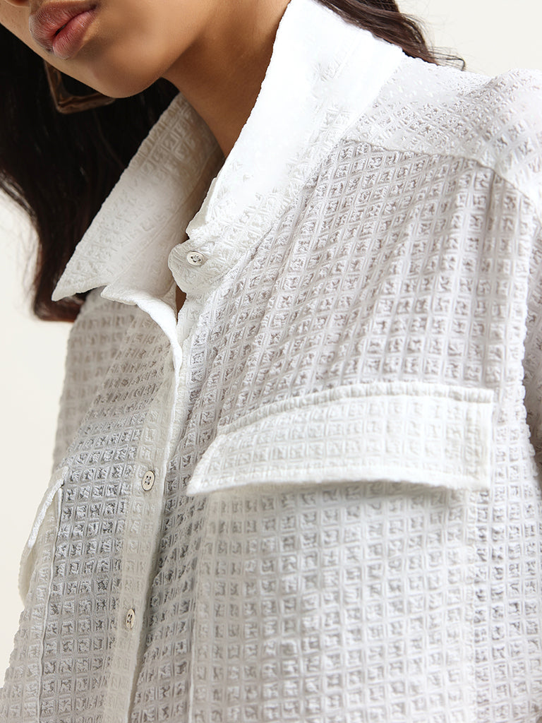 Nuon White Textured Shirt