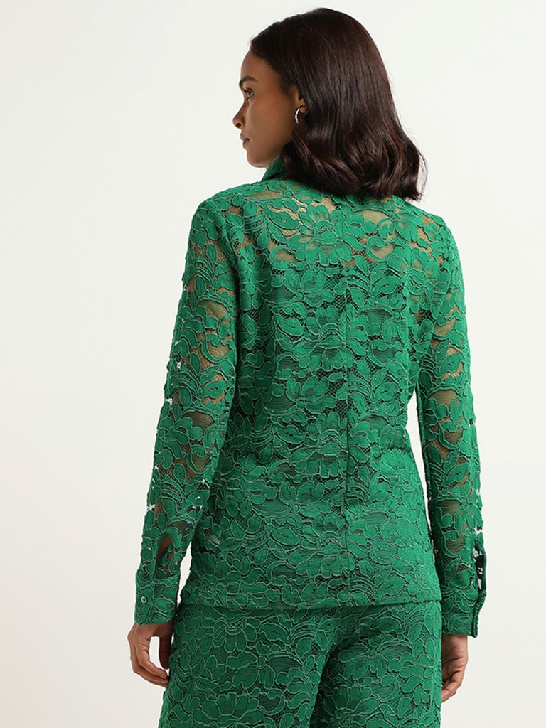 Wardrobe Green Lace-Detail Shirt with Camisole