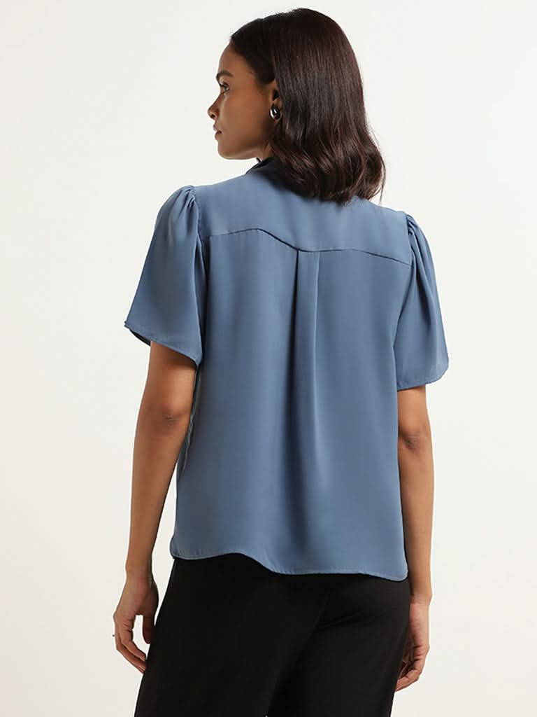 Wardrobe Blue V Neck Top