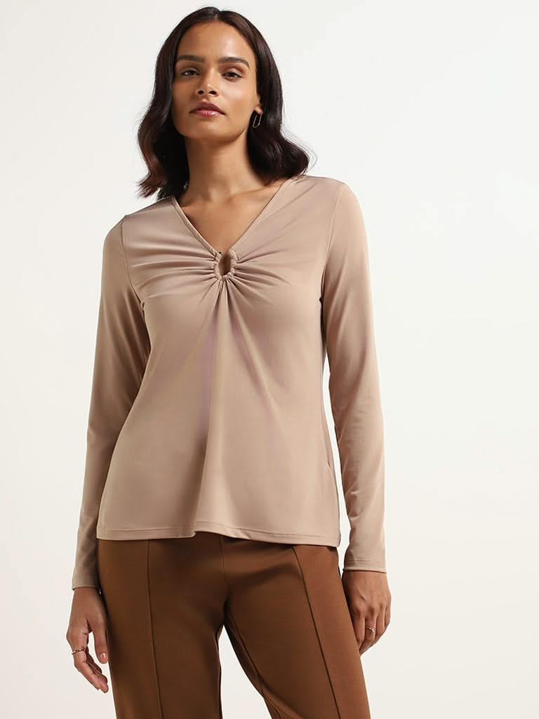 Wardrobe Dark Beige Ruched Top