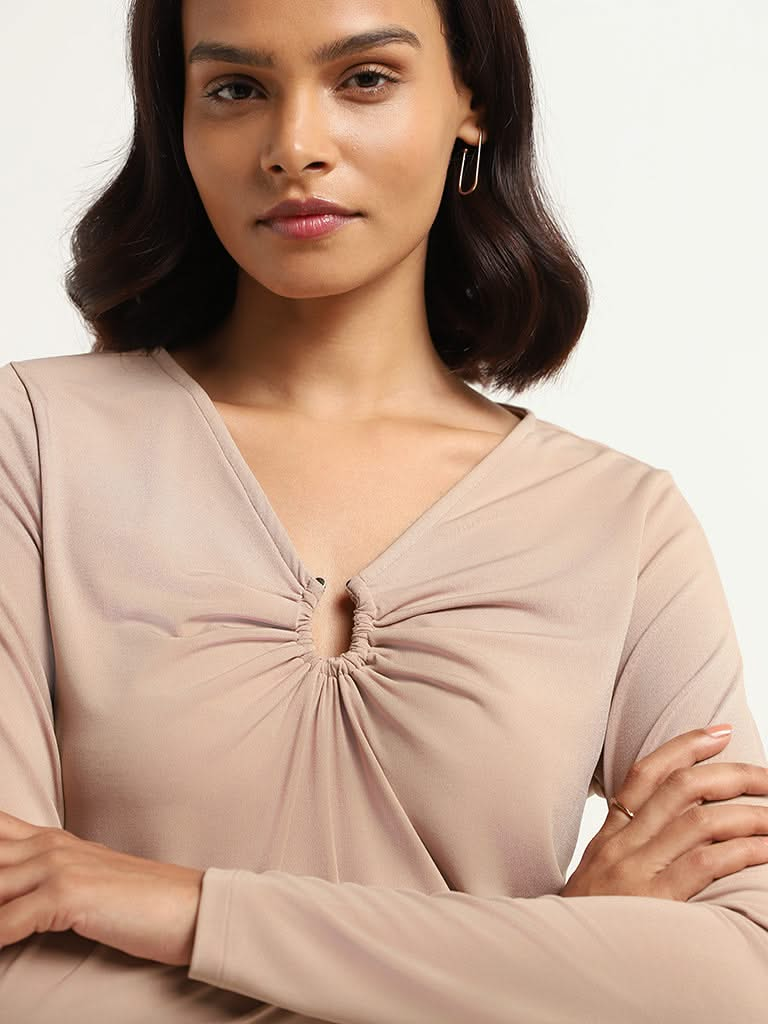 Wardrobe Dark Beige Ruched Top