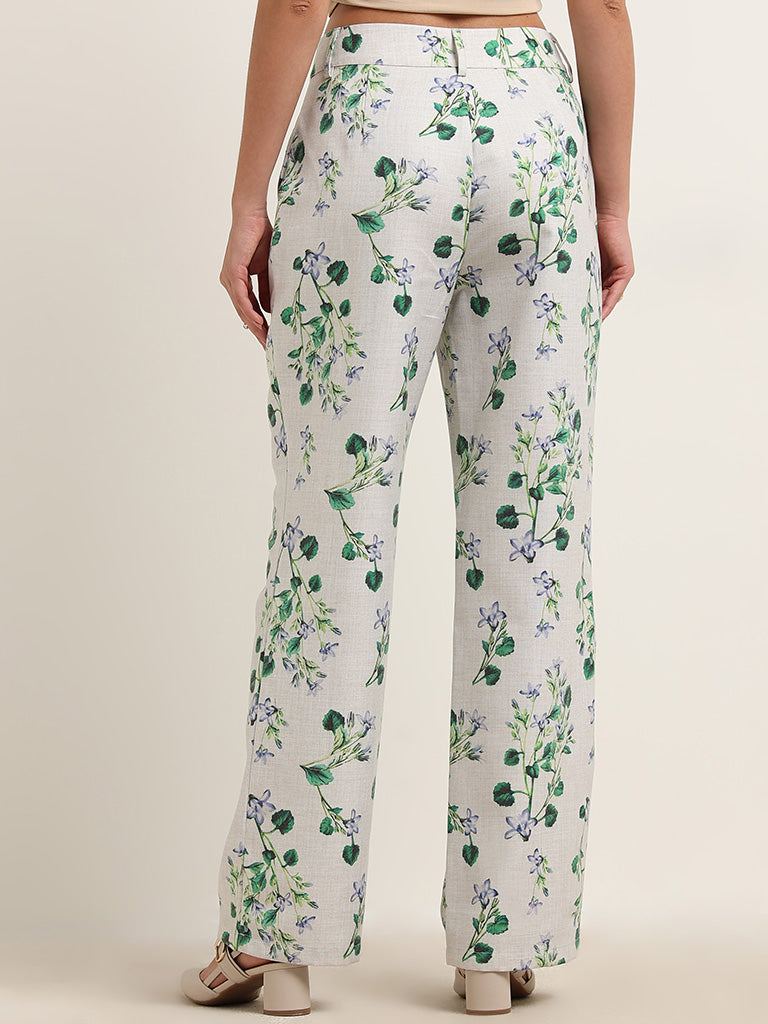 Wardrobe Multicolour Floral Design Mid-Rise Trousers