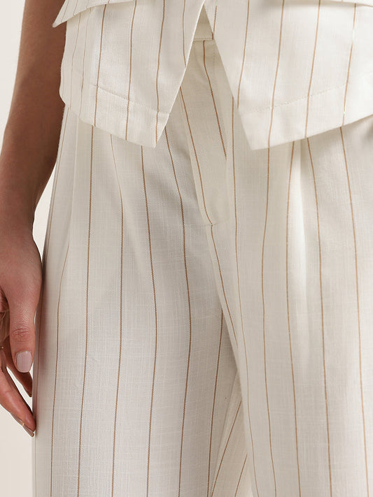 Wardrobe Off-White Striped Cotton Straight-Leg Trousers