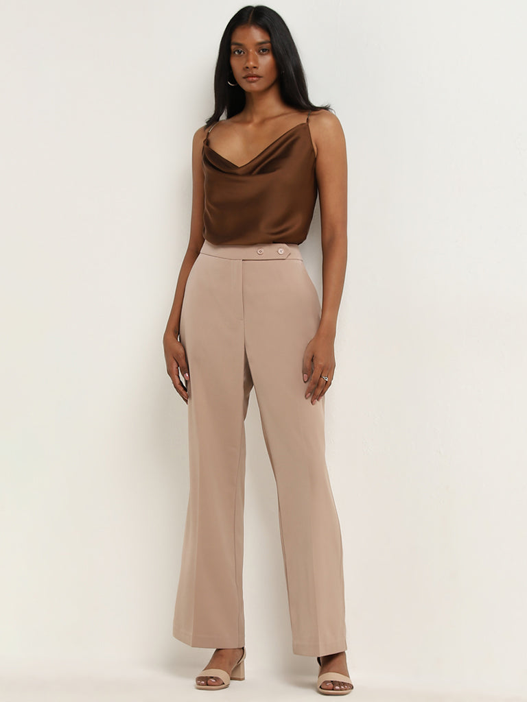 Wardrobe Dark Beige High-Rise Trousers