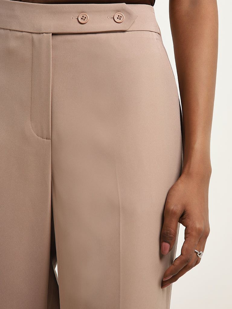 Wardrobe Dark Beige High-Rise Trousers