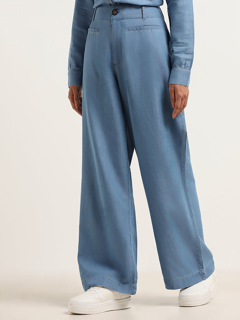 LOV Blue Wide Twill Trousers