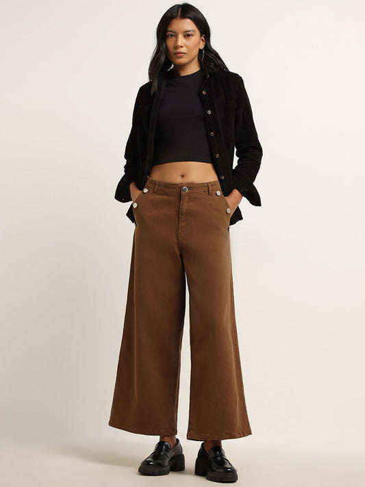 LOV Brown Mid Rise Relaxed Fit Jeans