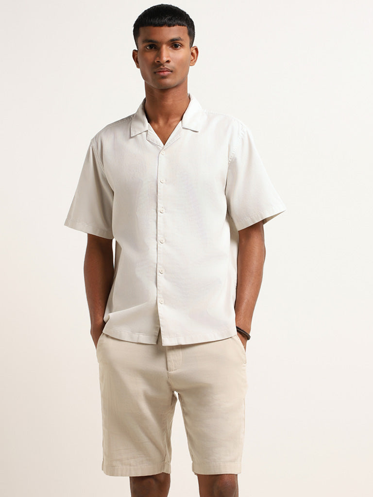 ETA Cream Cotton Relaxed Fit Shirt