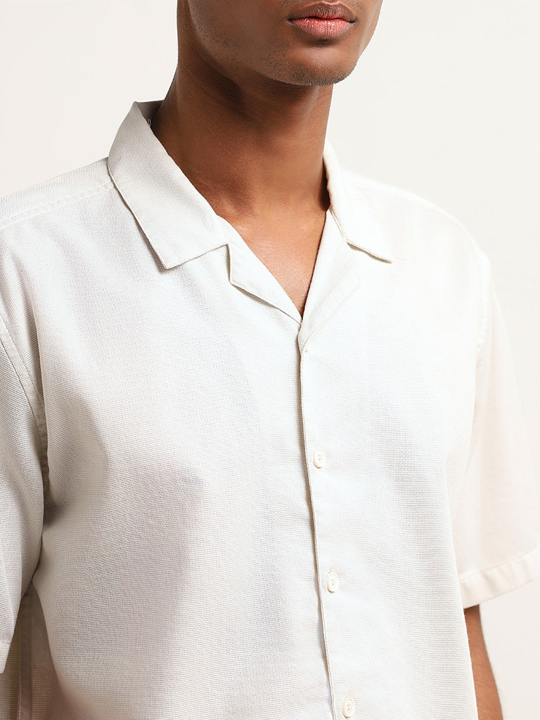 ETA Cream Cotton Relaxed Fit Shirt