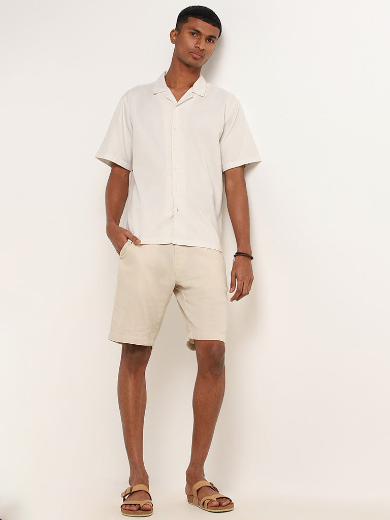 ETA Cream Cotton Relaxed Fit Shirt