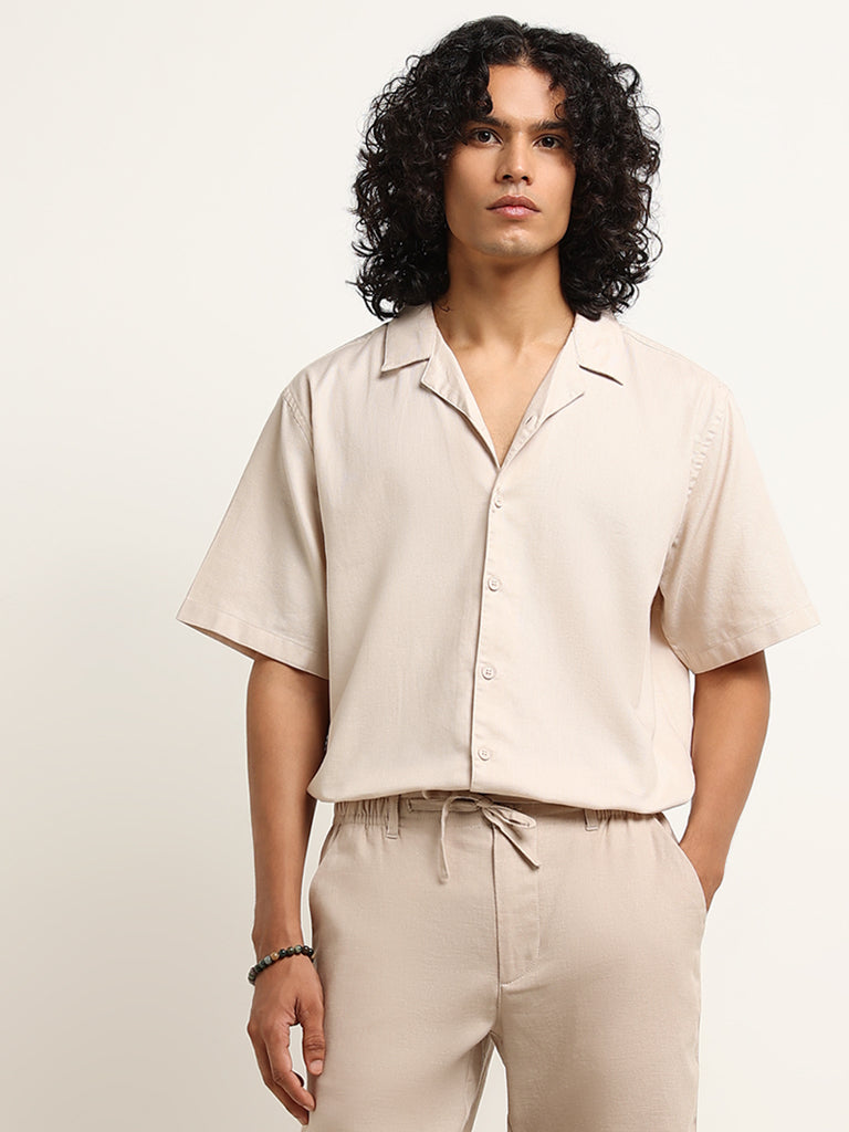 ETA Beige Cotton Relaxed-Fit Shirt