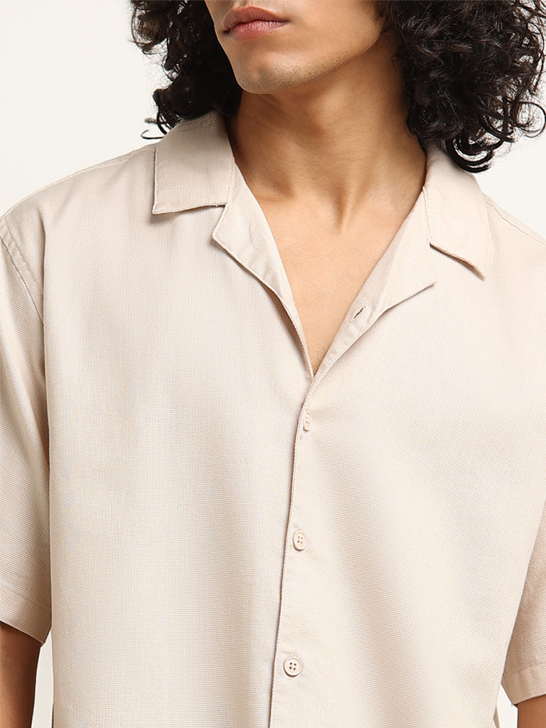 ETA Beige Cotton Relaxed-Fit Shirt