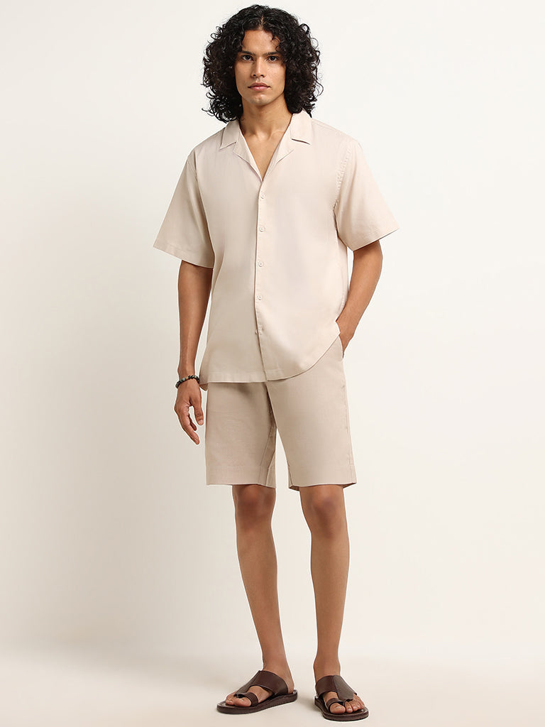 ETA Beige Cotton Relaxed-Fit Shirt