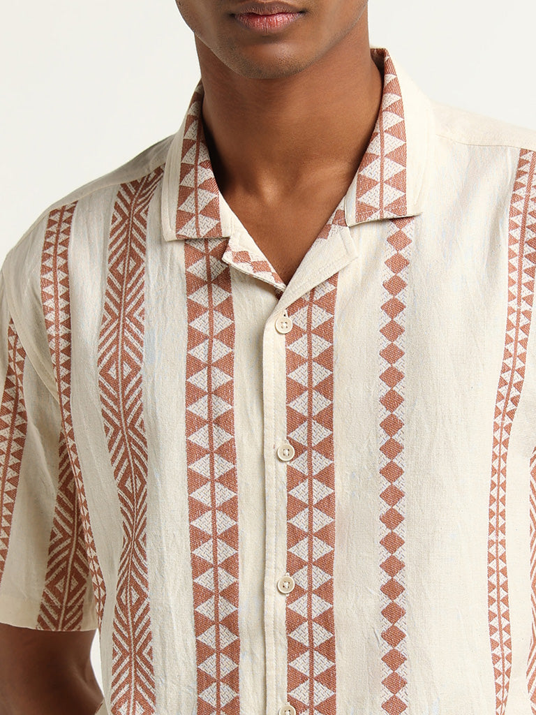 ETA Stone Printed Cotton Relaxed Fit Shirt