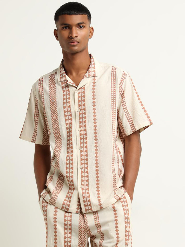 ETA Stone Printed Cotton Relaxed Fit Shirt