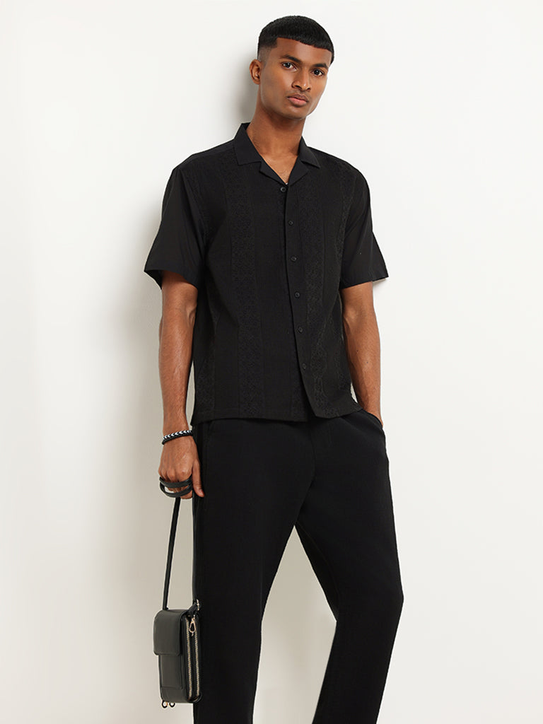 ETA Black Cotton Relaxed Fit Shirt