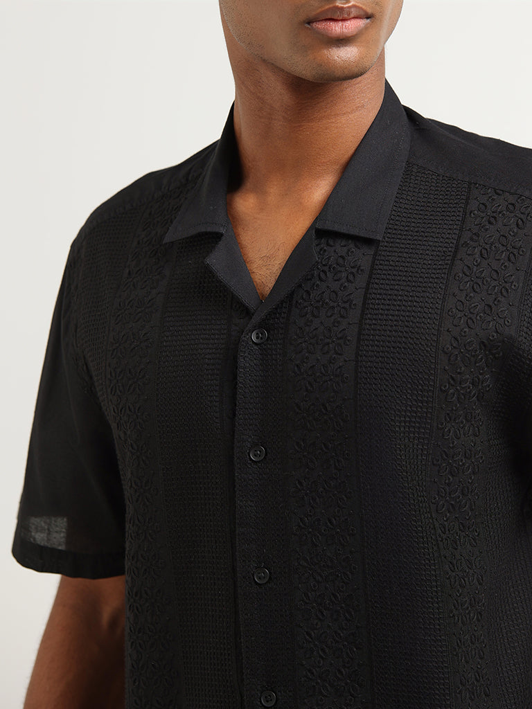 ETA Black Cotton Relaxed Fit Shirt