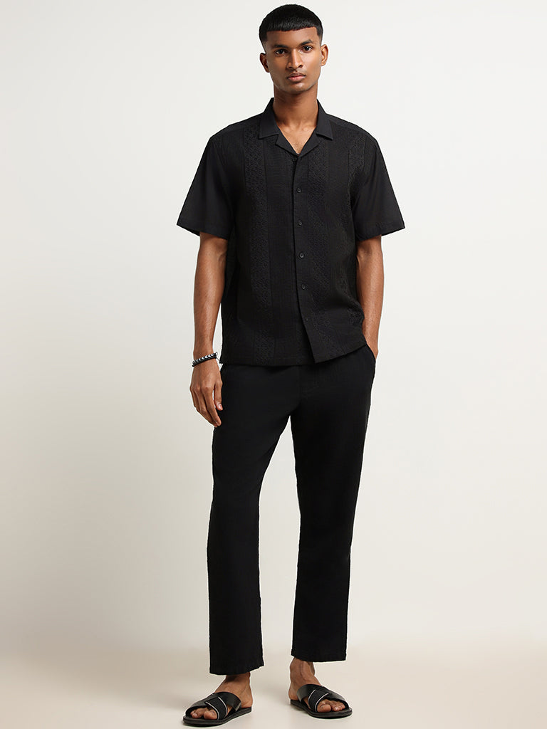 ETA Black Cotton Relaxed Fit Shirt