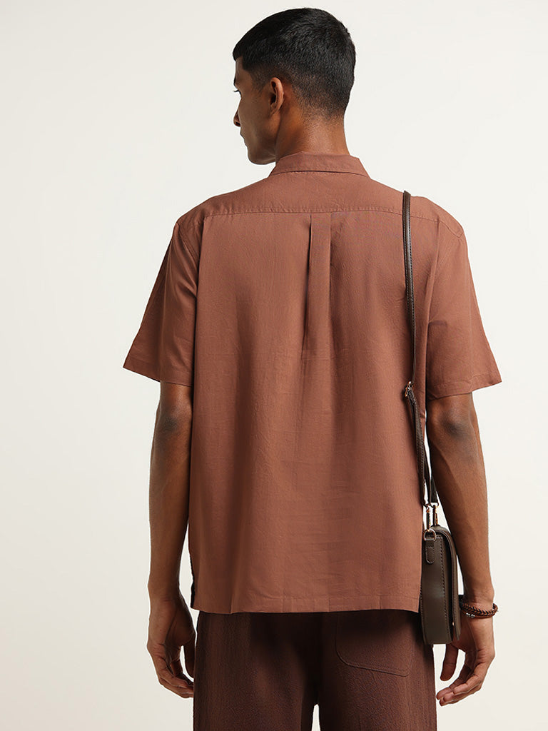 ETA Brown Cotton Relaxed Fit Shirt