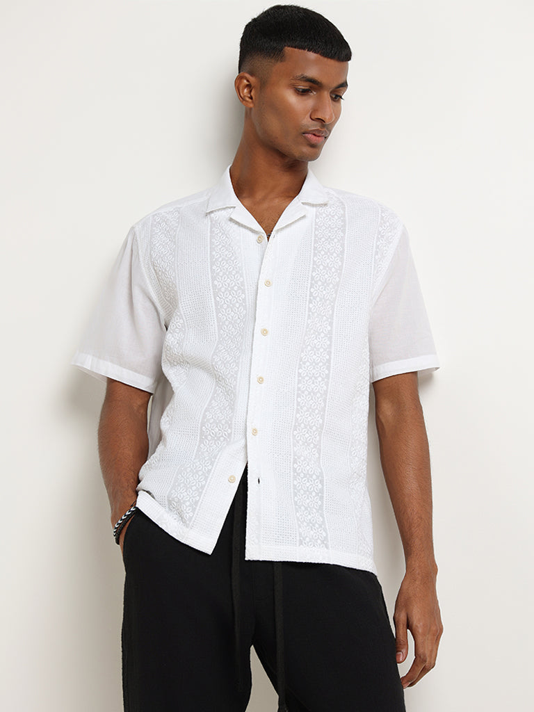 ETA White Cotton Relaxed Fit Shirt