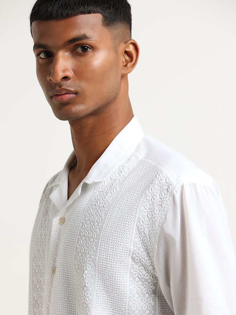 ETA White Cotton Relaxed Fit Shirt