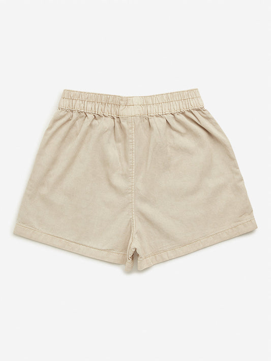 Y&F Kids Beige Mid Rise Shorts