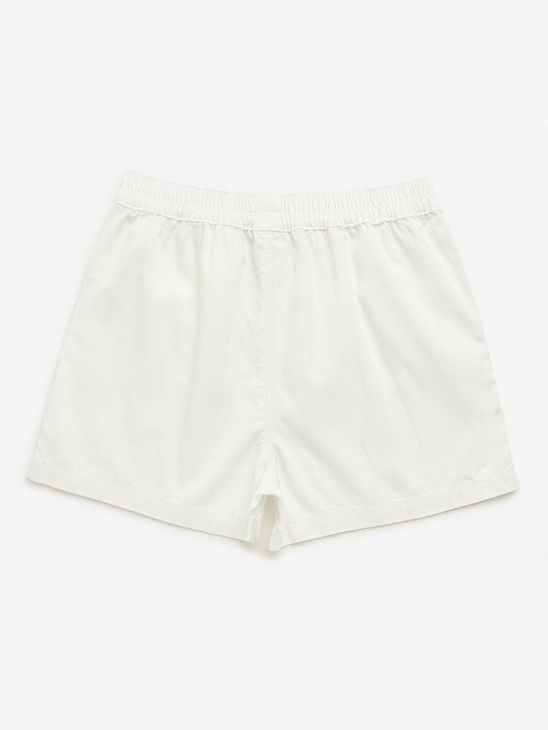 Y&F Kids White Mid-Rise Shorts