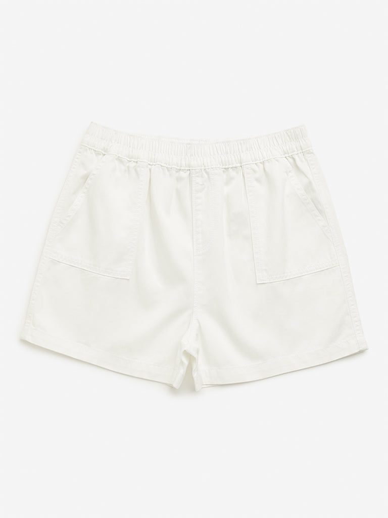 Y&F Kids White Mid-Rise Shorts