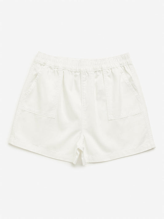 Y&F Kids White Mid-Rise Shorts