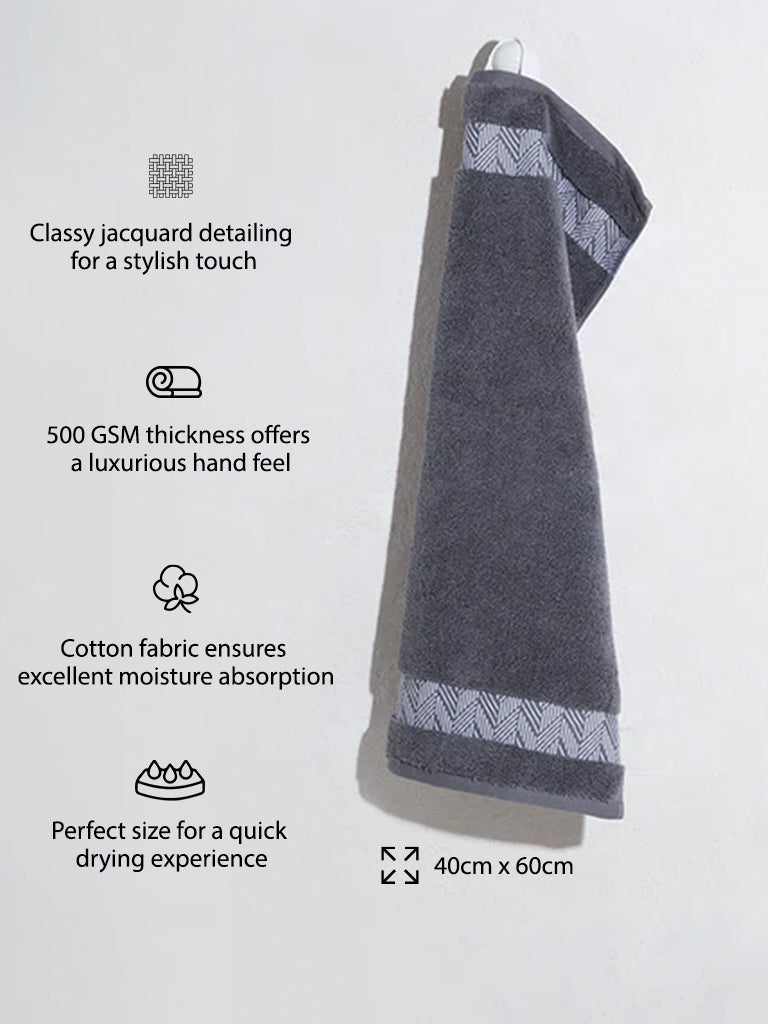 Westside Home Charcoal Jacquard Detailed Hand Towel