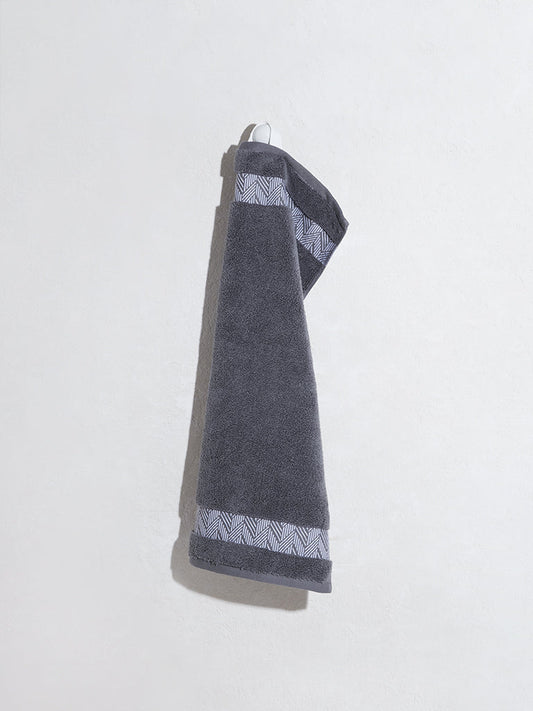 Westside Home Charcoal Jacquard Detailed Hand Towel