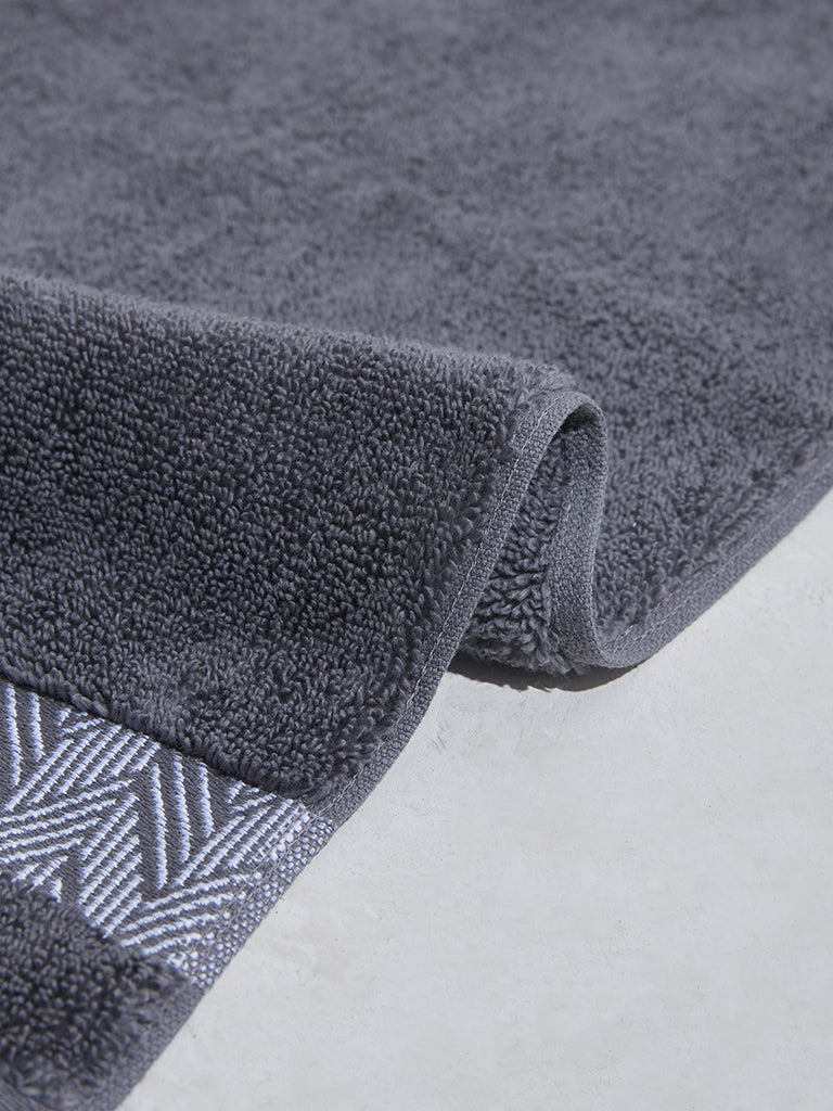 Westside Home Charcoal Jacquard Detailed Hand Towel