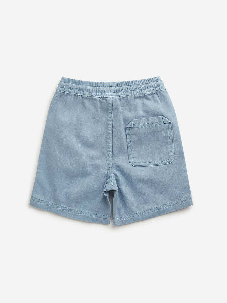 HOP Kids Light Blue Relaxed Fit Mid Rise Shorts