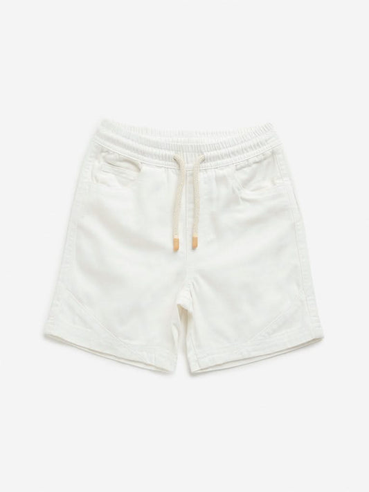 HOP Kids White Relaxed-Fit Mid-Rise Shorts