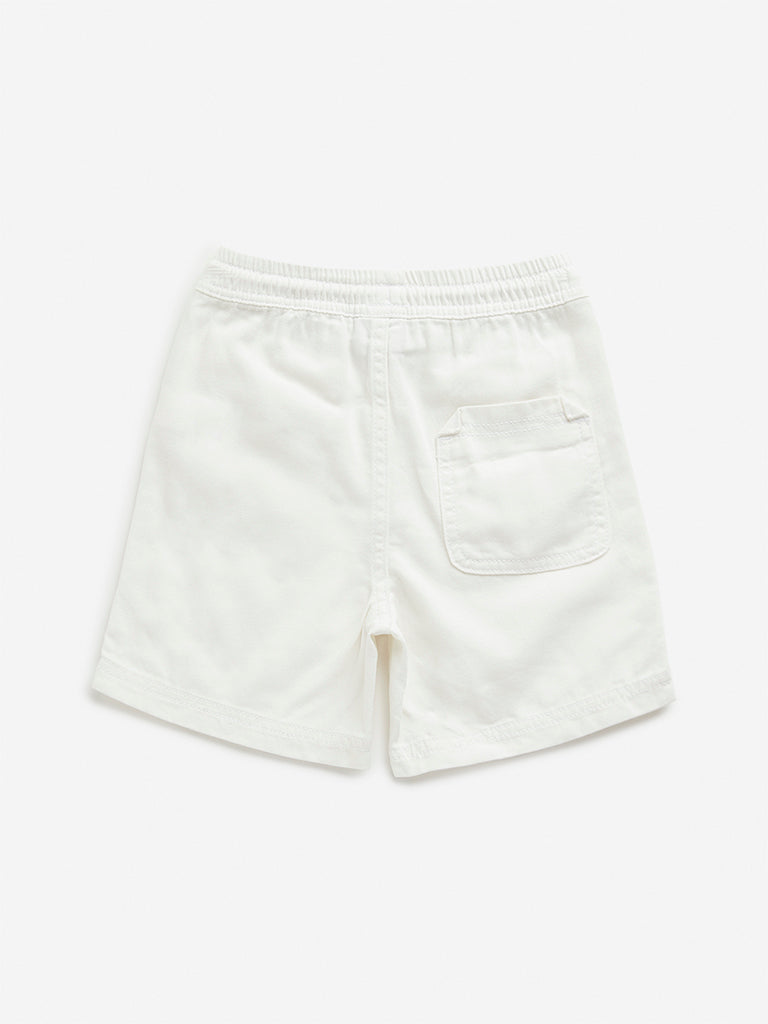 HOP Kids White Relaxed-Fit Mid-Rise Shorts