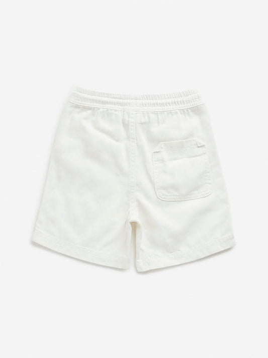 HOP Kids White Relaxed-Fit Mid-Rise Shorts