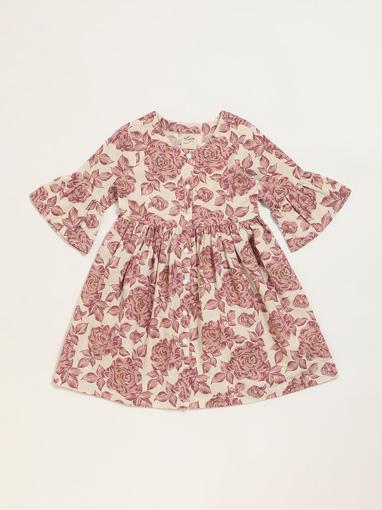 Utsa Kids Lilac Floral Print A-Line Dress (2 - 8yrs)