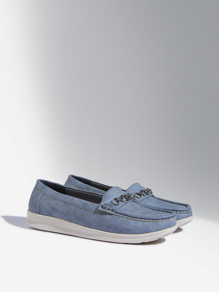 LUNA BLU Blue Hardware-Detailed Loafers