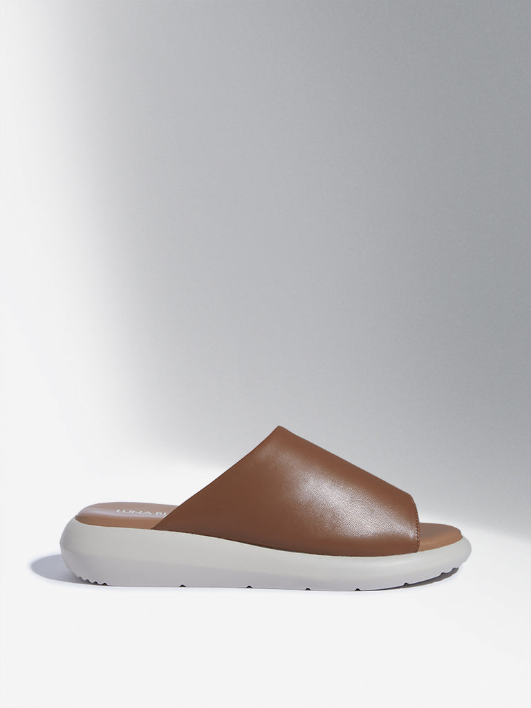 LUNA BLU Tan Comfort Slides