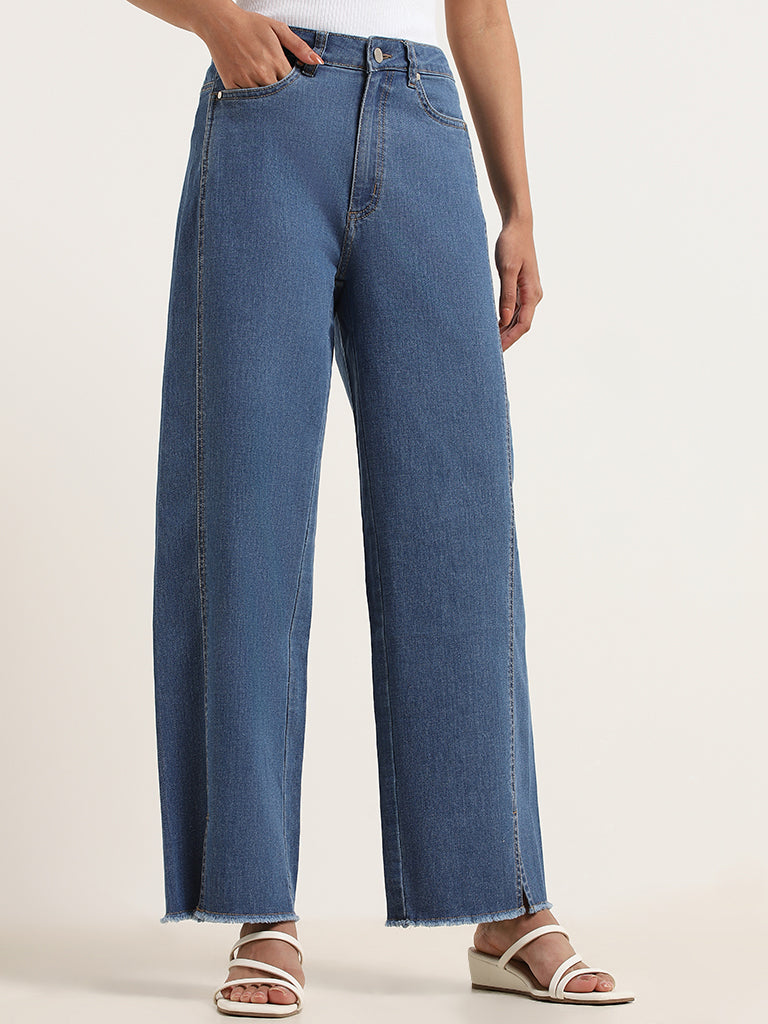 LOV Blue High Rise Wide Leg Jeans