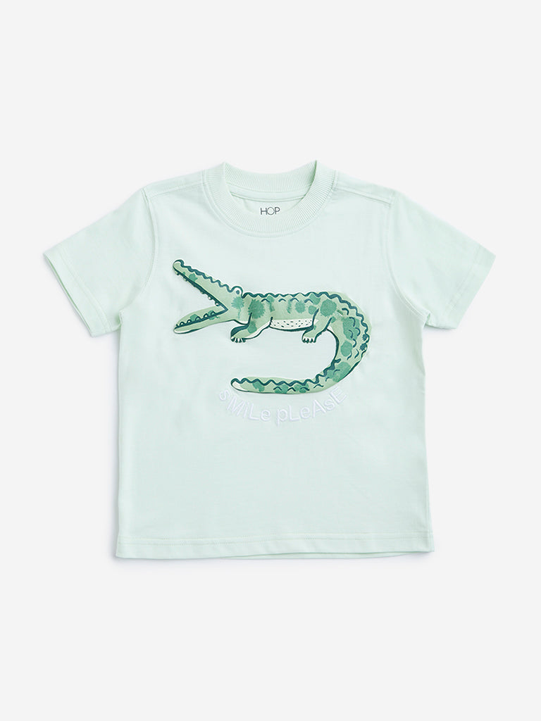 HOP Kids Mint Animal Printed T-Shirt